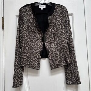 Joseph Ribkoff Designer Animal Print And Black Size Medium Jacket Front Clasp‎